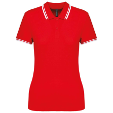 KARIBAN KA273 LADIE&- 039;S 2 STRIPED SHORT SLEEVED POLOSHIRT S