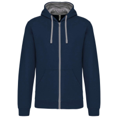 KARIBAN KA466 MEN&- 039;S CONTRAST HOODED FULL ZIP SWEATSHIRT 3XL