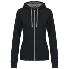 KARIBAN KA467 LADIES’ CONTRAST HOODED FULL ZIP SWEATSHIRT L