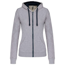 KARIBAN KA467 LADIES’ CONTRAST HOODED FULL ZIP SWEATSHIRT L munkaruha