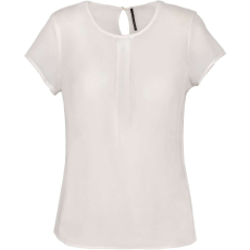 KARIBAN KA5002 LADIES&- 039; SHORT-SLEEVED CREPE BLOUSE 46
