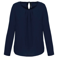 KARIBAN KA5003 LADIES&- 039; LONG-SLEEVED CREPE BLOUSE 38