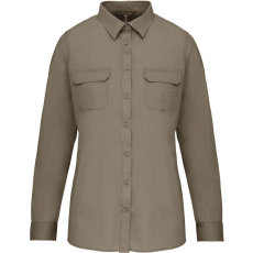 KARIBAN KA591 LADIES&- 039; LONG-SLEEVED SAFARI SHIRT L