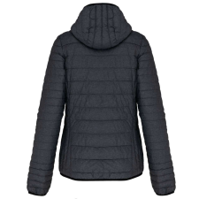 KARIBAN kapucnis bélelt meleg és ultrakönnyű Női kabát KA6111, Marl Dark Grey-2XL női dzseki, kabát