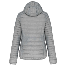 KARIBAN kapucnis bélelt meleg és ultrakönnyű Női kabát KA6111, Marl Silver-M női dzseki, kabát