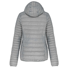 KARIBAN kapucnis bélelt meleg és ultrakönnyű Női kabát KA6111, Marl Silver-XS