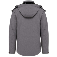 KARIBAN kapucnis softshell férfi dzseki KA413, Marl Grey-2XL
