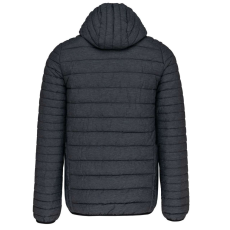 KARIBAN meleg és ultrakönnyű kapucnis bélelt férfi kabát KA6110, Marl Dark Grey-3XL