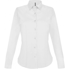 KARIBAN Női blúz Kariban KA530 Ladies' Long-Sleeved Stretch Shirt -L, White