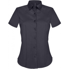 KARIBAN Női blúz Kariban KA532 Ladies' Short-Sleeved Cotton/Elastane Shirt -2XL, Navy