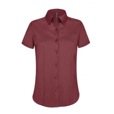 KARIBAN Női blúz Kariban KA532 Ladies' Short-Sleeved Cotton/Elastane Shirt -2XL, Wine