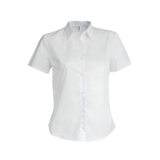 KARIBAN Női blúz Kariban KA532 Ladies' Short-Sleeved Cotton/Elastane Shirt -L, White