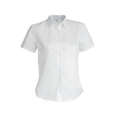 KARIBAN Női blúz Kariban KA532 Ladies&#039; Short-Sleeved Cotton/Elastane Shirt -M, White blúz