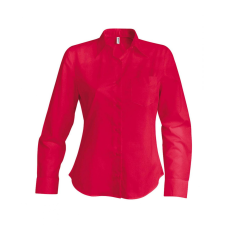 KARIBAN Női blúz Kariban KA542 Ladies&#039; Long-Sleeved Cotton poplin Shirt -3XL, Classic Red blúz