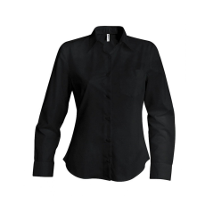 KARIBAN Női blúz Kariban KA542 Ladies' Long-Sleeved Cotton poplin Shirt -L, Black