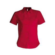 KARIBAN Női blúz Kariban KA544 Ladies' Short-Sleeved Cotton poplin Shirt -XL, Classic Red