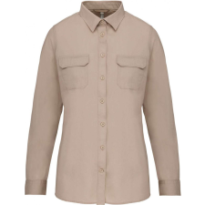 KARIBAN Női blúz Kariban KA591 Ladies' Long Sleeved Safari Shirt -L, Beige blúz