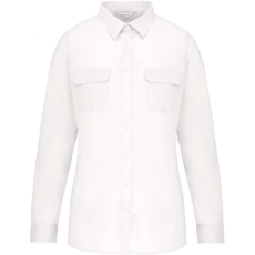KARIBAN Női blúz Kariban KA591 Ladies' Long Sleeved Safari Shirt -XL, White