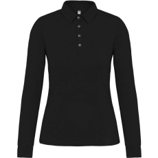 KARIBAN Női galléros hosszú ujjú jersey póló, Kariban KA265, Black-M
