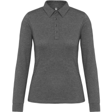 KARIBAN Női galléros hosszú ujjú jersey póló, Kariban KA265, Grey Heather-M