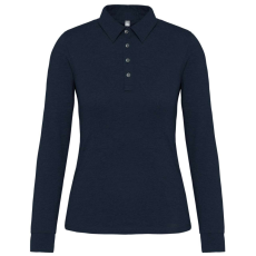 KARIBAN Női galléros hosszú ujjú jersey póló, Kariban KA265, Navy-XL
