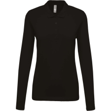KARIBAN Női galléros hosszú ujjú piké póló, Kariban KA257, Black-2XL női póló