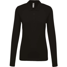 KARIBAN Női galléros hosszú ujjú piké póló, Kariban KA257, Black-3XL