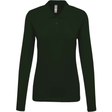 KARIBAN Női galléros hosszú ujjú piké póló, Kariban KA257, Forest Green-3XL