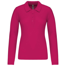 KARIBAN Női galléros hosszú ujjú piké póló, Kariban KA257, Fuchsia-3XL