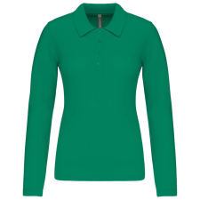 KARIBAN Női galléros hosszú ujjú piké póló, Kariban KA257, Kelly Green-2XL női póló