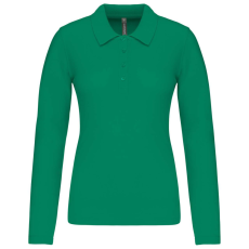 KARIBAN Női galléros hosszú ujjú piké póló, Kariban KA257, Kelly Green-3XL