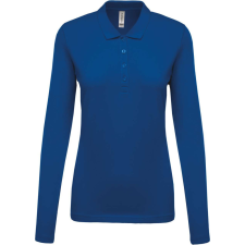 KARIBAN Női galléros hosszú ujjú piké póló, Kariban KA257, Light Royal Blue-2XL női póló