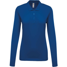 KARIBAN Női galléros hosszú ujjú piké póló, Kariban KA257, Light Royal Blue-M