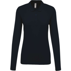 KARIBAN Női galléros hosszú ujjú piké póló, Kariban KA257, Navy-2XL