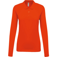 KARIBAN Női galléros hosszú ujjú piké póló, Kariban KA257, Orange-XS női póló