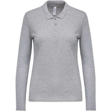 KARIBAN Női galléros hosszú ujjú piké póló, Kariban KA257, Oxford Grey-S női póló