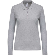 KARIBAN Női galléros hosszú ujjú piké póló, Kariban KA257, Oxford Grey-XL