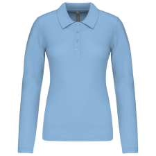 KARIBAN Női galléros hosszú ujjú piké póló, Kariban KA257, Sky Blue-L női póló
