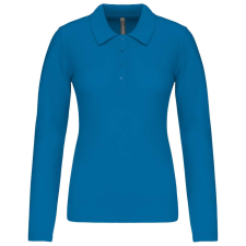 KARIBAN Női galléros hosszú ujjú piké póló, Kariban KA257, Tropical Blue-XS női póló