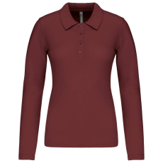 KARIBAN Női galléros hosszú ujjú piké póló, Kariban KA257, Wine-2XL