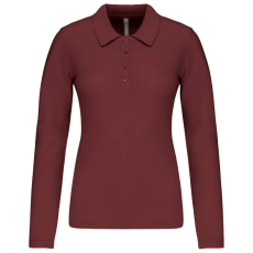 KARIBAN Női galléros hosszú ujjú piké póló, Kariban KA257, Wine-S