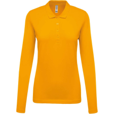 KARIBAN Női galléros hosszú ujjú piké póló, Kariban KA257, Yellow-2XL női póló