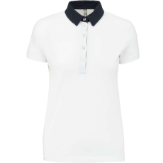 KARIBAN Női galléros jersey póló, kontrasztos gallérral, Kariban KA261, White/Navy-XL