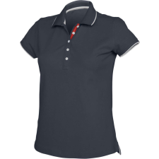 KARIBAN Női galléros piké póló, kontrasztcsíkos szélekkel, Kariban KA252, Navy/White/Red-S női póló