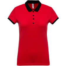 KARIBAN Női galléros piké póló, kontrasztos passzékkal, Kariban KA259, Red/Black-2XL női póló
