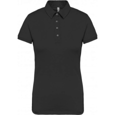 KARIBAN Női galléros rövid ujjú jersey póló, Kariban KA263, Black-XS