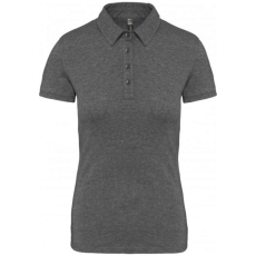 KARIBAN Női galléros rövid ujjú jersey póló, Kariban KA263, Grey Heather-M
