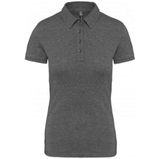 KARIBAN Női galléros rövid ujjú jersey póló, Kariban KA263, Grey Heather-XS női póló