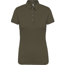 KARIBAN Női galléros rövid ujjú jersey póló, Kariban KA263, Light Khaki-L női póló