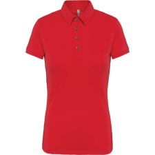 KARIBAN Női galléros rövid ujjú jersey póló, Kariban KA263, Red-XS női póló